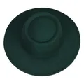 Cappello boater in feltro di lana verde scuro a tesa larga con corona piatta - M (56-58cm) / H Verde Scuro