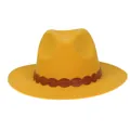 Hellgelber Filzhut mit einem braunen geflochtenen Lederband im Vintage-Stil für Damen und Herren - M (56-58cm) / 176 Braided Band Style / Yellow