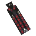 2.5cm wide red and green plaid Y-back suspenders with heavy duty metal clips for unisex adults - Red And Green Tartan (10)