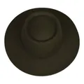 Classico cappello in feltro di lana verde oliva a tesa larga con corona piatta vintage - M (56-58cm) / Verde Militare