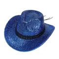Chapeau de cowboy bleu scintillant avec ruban noir pour les soirées et les fêtes - M / Bleu royal