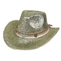 Cappello da cowboy argento scintillante con borchie a stella e dettagli in turchese - Champagne