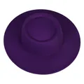 Cappello di lana minimalista viola scuro con tesa larga e corona piatta elegante - M (56-58cm) / Viola