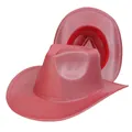 Set of two red sequin cowboy hats with rolled brims for Western party costumes - Watermelon Red (J)