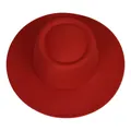 Cappello fedora rosso in feltro di lana a tesa larga con cuciture rifinite - M (56-58cm) / Rosso Mattone
