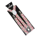 Floral rose pattern 2.5cm wide clip-on adjustable suspenders for adults unisex - Pink Rose Floral Pattern (14)
