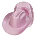 Western style metallic pink sequin cowboy hat with curved brim for party wear - Pink (409-C)