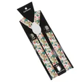 Vintage floral suspenders with green butterflies and red flowers on white elastic straps - Butterfly And Floral Pattern (17)