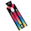 Rainbow gradient elastic suspenders with silver metal clips on black display card - Rainbow Gradient Pattern (20)
