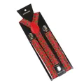 Adjustable 2.5cm red Christmas holly pattern suspenders on black presentation card - Christmas Holly Pattern (23)