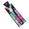 Unisex 2.5cm elastic Y-back suspenders with vibrant colorful polka dot patterns - Colorful Bokeh Pattern (25)