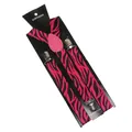 Elastic suspenders with pink and black zebra pattern and silver metal clips - Pink And Black Zebra Pattern (26)