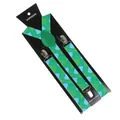 Adjustable Y-back elastic suspenders with green and blue tartan plaid pattern - Blue And Green Tartan (31)