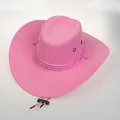 Cappello da cowboy rosa in finta pelle scamosciata con fascia intrecciata e cordino - M(56-58cm) / Rosa