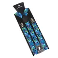 Adjustable blue suspenders for adults with multi-color star patterns and metal clips - Blue Colorful Star (35)