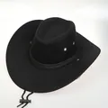 Detail of black western cowboy hat with metal air vents and adjustable chin strap - M(56-58cm) / Black
