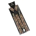Adjustable leopard print elastic suspenders for men and women with silver metal clips - Classic Leopard Pattern (36)