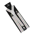 Adjustable Y-back elastic suspenders with colorful butterfly print on white straps - Colorful Bowtie Pattern (39)