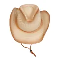 Cappello da cowboy intrecciato kaki con dettaglio testa di bue e corda antivento - M(56-58cm) / Sfumatura Cachi