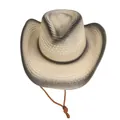 Cappello da cowboy in paglia western con accessorio testa di toro e trama marrone - M(56-58cm) / Sfumatura Grigio Scuro