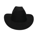 Classic black wool wide brim western cowboy hat with a high crown and curved edge - M / Black