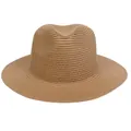 Classic summer straw fedora hat in natural khaki finish with woven texture and flat brim - 56-58cm / Basic Style / Khaki