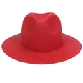 Red wide brim Panama straw hat with jazz crown design for sun protection and beach wear - 56-58cm / Basic Style / Red