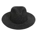 Elegant black straw fedora hat with shimmering sequins for summer beach sun protection - M (56-58cm) / Black