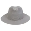Grey woven Panama straw hat with Fedora style and foldable sun protection design - 56-58cm / Basic Style / Gray
