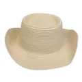 Sombrero de sol de paja beige estilo Panamá con ala curvada y corona hundida - M (56-58cm) / Beige (A)