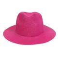 Vibrant hot pink woven straw fedora hat featuring classic summer sun protection design - 56-58cm / Basic Style / Rose Red