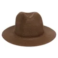 Foldable brown straw panama fedora hat for beach sun protection in dark finish - 56-58cm / Basic Style / Coffee
