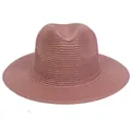 Foldable wide brim Panama straw hat in dusty rose pink for sun protection - 56-58cm / Basic Style / Dusty Pink