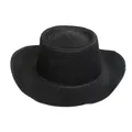 Sombrero de playa de paja trenzada negra estilo Panamá con ala enrollada y copa plana - M (56-58cm) / Negro(E)