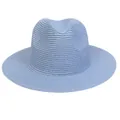 Foldable sky blue Panama straw hat with wide brim for summer sun protection - 56-58cm / Basic Style / Sky Blue