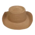 Sombrero de playa Panamá marrón de paja tejida con ala enrollada y copa estilo western - M (56-58cm) / Caqui (G)