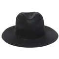 Classic black straw sun hat with wide brim and dented crown for summer beach wear - 56-58cm / Basic Style / Black