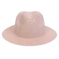 Classic pink woven straw sun hat in fedora style for summer beach wear and protection - 56-58cm / Basic Style / Flesh Pink