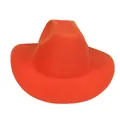 Classic bright orange wool felt cowboy hat with wide brim and decorative stitching - M / Orange