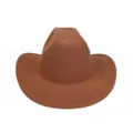 Classic brown felt cowboy hat with wide brim and flat top design for outdoor styling - M / Khaki