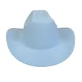 Light blue wide brim woolen cowboy hat with curved edge and classic indented top crown - M (56-58cm) / Light Blue