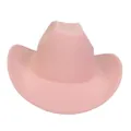 Classic light pink wool felt wide brim western cowboy hat with minimalist crown stitch - M (56-58cm) / Dusky Pink