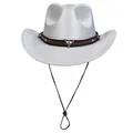 Western silver grey cowboy hat with bull head accessory and studded leather band - M (56-58cm) / Silver
