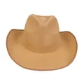 Light brown woven straw cowboy hat with wide brim and classic western silhouette - M (56-58cm) / Khaki (457E)