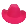 Classic wide-brim wool felt cowboy hat in vibrant rose pink with fedora style crown - M (56-58cm) / Rose Red