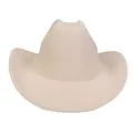 Classic cream wide brim wool felt cowboy hat with structured top and curved brim edge - M (56-58cm) / Beige