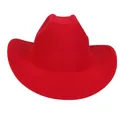 Classic bright red felt wide brim cowboy hat with a teardrop crown and curved edge - M (56-58cm) / Red