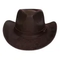 Dark brown western cowboy hat with vintage distressed texture and side metal stud detail - M (56-58cm) / Heart Top (374B) / Coffee