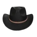 Black vintage western cowboy hat featuring a brown rhinestone-studded decorative band - M (56-58cm) / Heart Top (372A) / Black