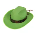 Green felt cowboy hat with vintage bull head buckle and studded decorative band - M (56-58cm) / Bull Head Braided Style (118) / Light Green